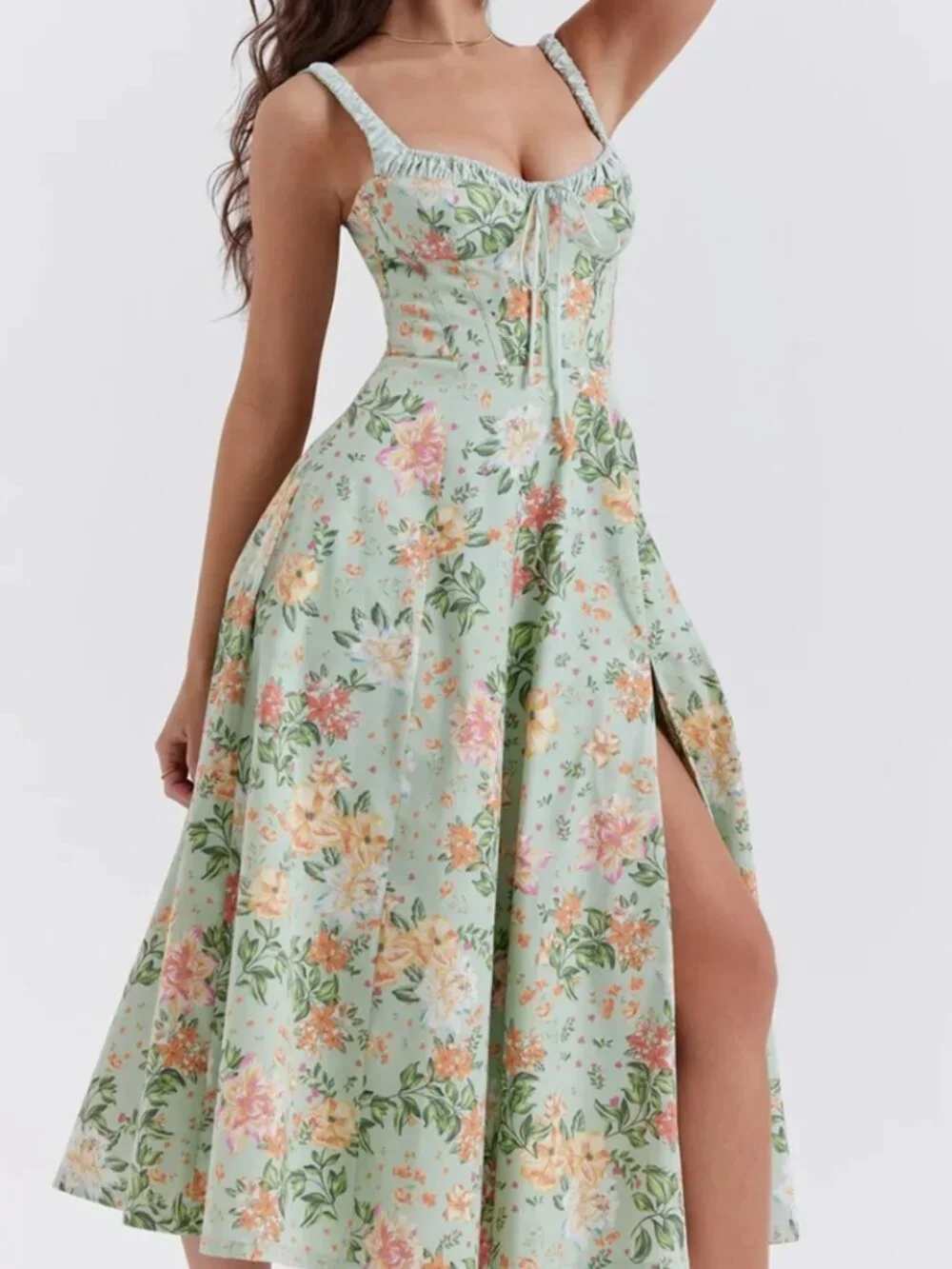 HOUSE OF CB Saira Floral Lace-Up Corset Cocktail Dress (XS) *NWOT* - Picture 5 of 13